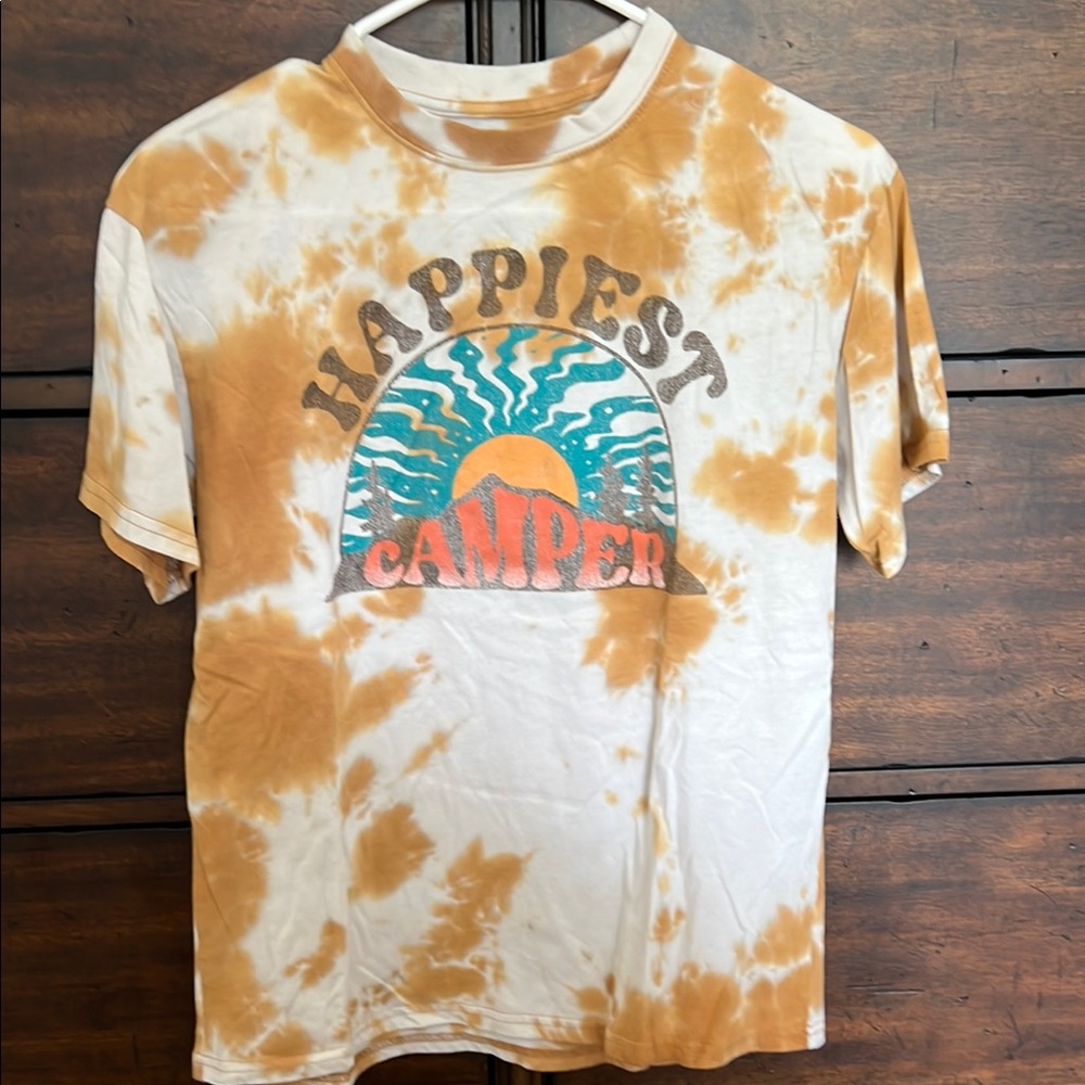 Fifth Sun Orange and Cream T-Shirt Happiest Camper